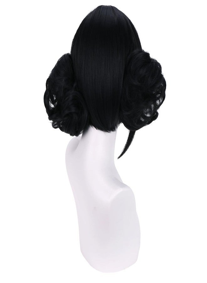 MAGQOO Black Wig with Buns Short Straight Bob Wig with Bangs Cartoon Anime Cosplay Costume Halloween Wigs - Image 4